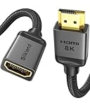 Silkland HDMI 2.1 Verlängerungskabel 1M, 10K/8K@60Hz 4K@120Hz/144Hz HDMI Stecker auf Buchse, 48Gbps Dynamic HDR10+ HDCP 2.3 eARC HDMI Verlängerung Kurz kompatibel mit TV Stick, HDTV, Laptop