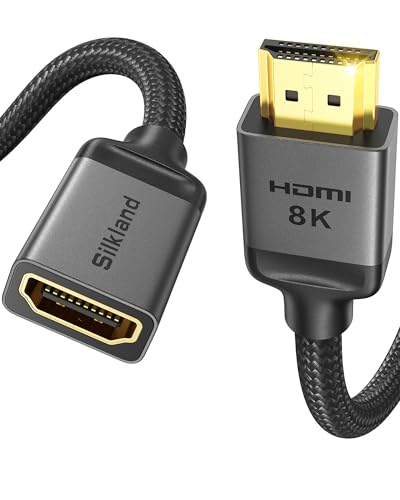 Silkland 8K HDMI Verlängerung 1m [4K@120Hz] eARC HDR10+ für Fire TV Stick 48Gbit/s HDMI Verlängerungskabel 2.1 für Mac mini M4/MacBook Pro Soundbar 8K OLED TV 4K Blu-ray Laptop PS5 Pro Switch2