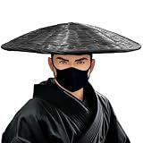 Handmade Bamboo Sun Hat – Traditional Conical Hat for Samurai & Swordsman, Japanese Style (US, Alpha, Large, 21' Dia x 4' Depth Handmade Bamboo hat, Black)