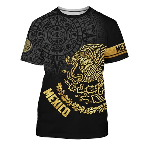 Mexico Shirt Short Sleeves Graphic Funny Tee Mexico Eagle Printed Mexican Crewneck Casual Tops