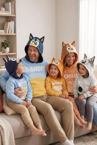 Image of Bluey Matching Family Cosplay Fleece Hooded Sweatshirt