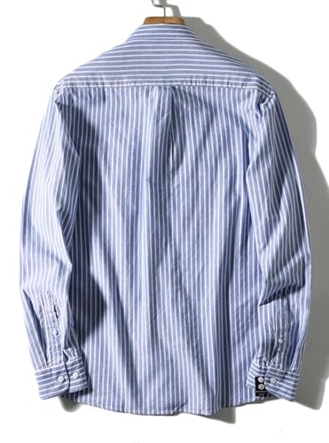 SevenBoy Men's Cotton Long Sleeve Casual Button - Down Oxford Shirt - Striped, Stylish for All Seasons2