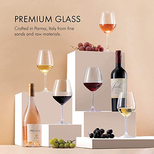 Image of Premium Wine Glasses 460ml, Set of 6 Long Wine, Burgundy Clear Glasses with Stem for Wedding Anniversary, Birthday, Gift (RKT-01, Set of 6)