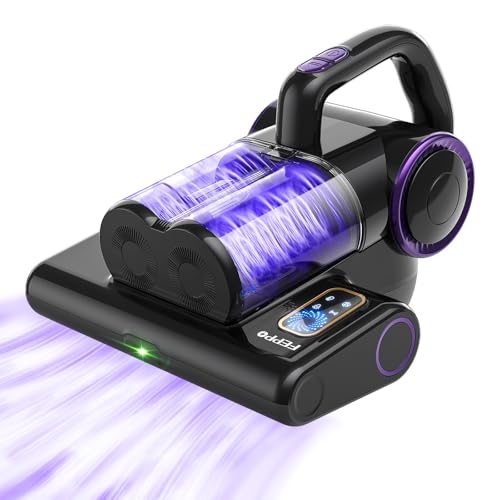 FEPPO Mattress Vacuum Cleaner, 16Kpa Bed Vacuum Cleaner with 253.7nm UV-C Light, 140°F Heat, HEPA Filter & Ultrasonic, Versatile Handheld Vacuums for Bed, Sofa, Couch, Crib(Corded, 500W) Vio