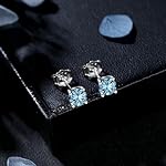 Women Silver Stud Earrings for Women Solid 14K White Gold Plated Sterling Silver Earrings For Women Birthstone Earrings CZ Earrings for Women Wife Her Girlfriend - Image 5