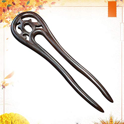 PIXNOR Pauzinhos de Cabelo de Madeira Em Forma de U Ocos Palitos de Cabelo Vintage Prendedor de Rabo