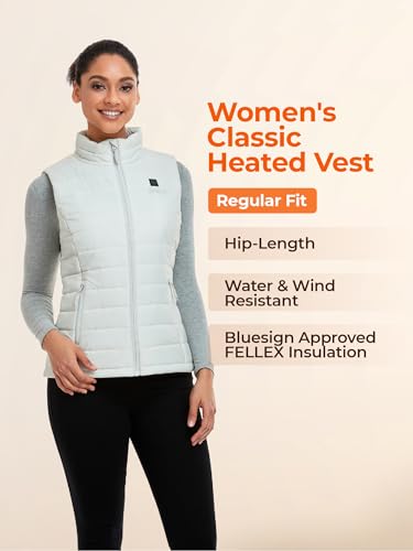 ORORO Women\'s Lightweight Heated Vest with Battery Pack (White,M)