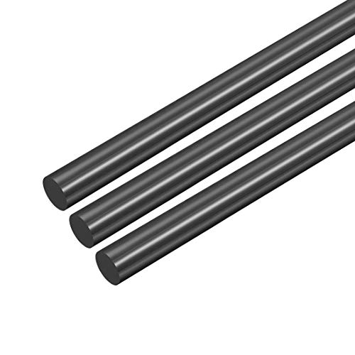 uxcell 3pcs Plastic Round Rod 1/4 Inch Dia 20 Inch Length Black (POM) Polyoxymethylene Rods Engineering Plastic Round Bars(6mm)