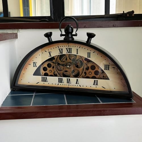 Reloj de suelo vintage mecánico con engranajes dinámicos y funcionamiento silencioso de medio círculo 3