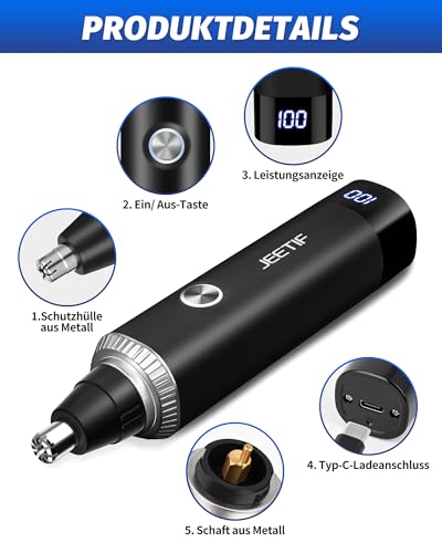 Nasenhaartrimmer 3 in 1 Nasenhaartrimmer Herren Nasentrimmer Nasenhaarschneider USB Wiederaufladbar...