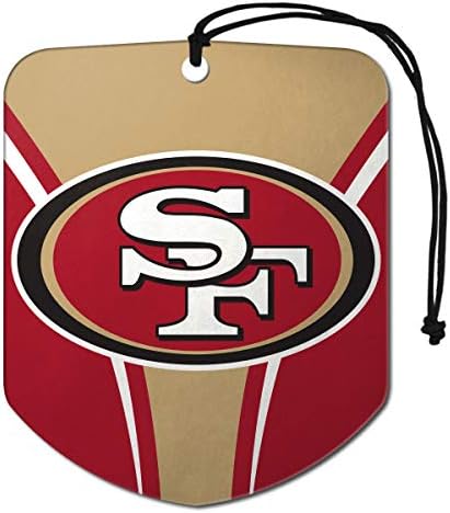 FANMATS 61585 NFL San Francisco 49ers Hanging Car Air Freshener, 2 Pack, Black Ice Scent, Odor Eliminator, Shield Design with Team Logo