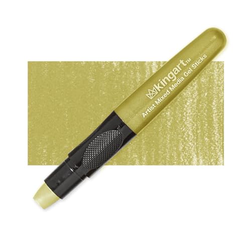 KINGART GS037-1 Gel Stick Single, METALLIC GOLD Color, Artist Mixed Media Crayons - Non-Toxic, Metallic Gold