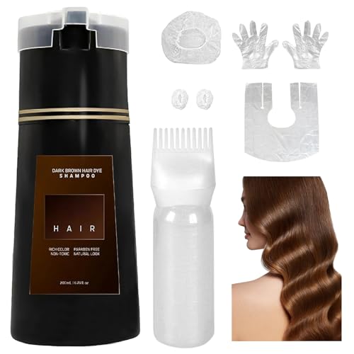 Hair Dye Shampoo Instant Herbal Coloring Shampoo Natural Plant Hair Dye Shampoo Hair Color Shampoo For Gray Hair Long Lasting Hair Color Shampoo For Women & Men (Dark Brown)