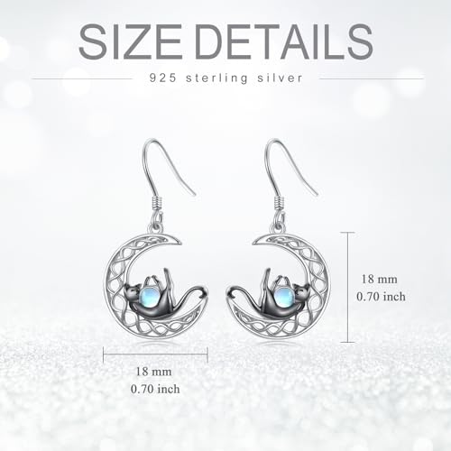 Pendientes de zorro y luna celta para mujer joyas de plata de ley 925 3