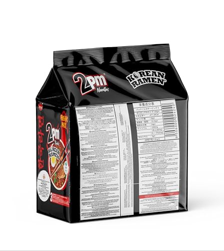 Image of 2PM - Korean Ramen Noodles - Including Dehydrated Vegetables & Seaweed - Instant 2X Spicy Ramen - 5 packet family Pack - Pack of 2