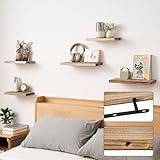 TREOAKWIS Wooden Floating Shelves, Wall Shelf Rustic Floating Solid Wood Bookshelf Wall Mounted Display for Magazine Living Room Bedroom Decor (30CM) - Image 5
