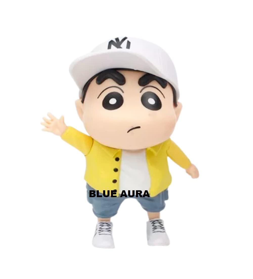 Blue Aura Shinchan Action Figure Cartoon Toy Height 9CM Multicolor PVC (Shinchan with Cap)