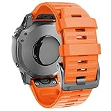 ANCOOL Compatible with Fenix 6 Bands 22MM Easy-fit Soft Silicone Watch Band Replacement for Fenix 6/Fenix 6 Pro/Fenix 5/Fenix 5Plus Smartwatches, Orange