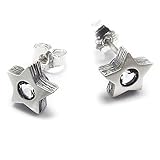Echter Bergkristall Nord-Form Ohrstecker in Sternform mit Bergkristall aus 925/ Silber