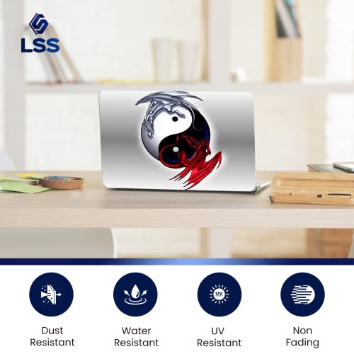 Image of LSS 15 15.6 Inches Laptop Notebook Skin Sticker with 2 Wrist Pads - Reusable Cover Protector Vinyl Sticker Cover Decal Fits 13 inch - 16 inch HP Asus Acer - Ying Yang Dinosaurs Pattern