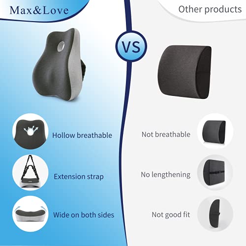 Max&Love Lumbar Support Pillow Cover Ergonomic Design Orthopedic Backrest For Back Pain Relief Memory Foam Back Support For Office Chair Computer Chair Car Seat Recliner And Couch Two-Tone #TOP4