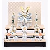 中外陶園 薬師窯 染絵出世兜 白藍･組み立て式三段飾り 【5791】 五月人形 インテリア 縁起物