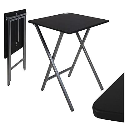 dcasa - Mesa Cuadrado Plegable Negra 48x48x65 cm