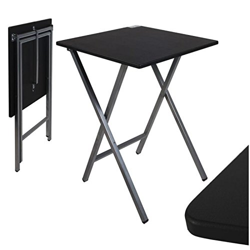 dcasa - Mesa Cuadrado Plegable Negra 48x48x65 cm