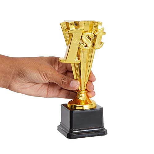 juvale 1st place trophy award - plastic trophy 8-inch gold-plated with black base - sports tournament amp party awards - basketball amp soccer awards for adults amp kids