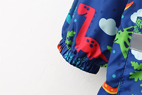 Toddler Boys Hooded Raincoat Dinosaur 𝖢artoon Print 211Y Child Unisex Windproof Rain Coat Kids Outdoor Outwear3