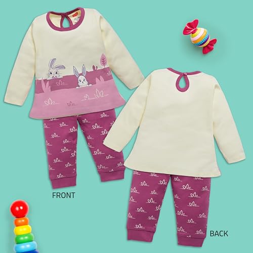 Image of LuvLap Baby Girls 100% Cotton Full Sleeve Top & Pyjama Sets, Pack Of 02