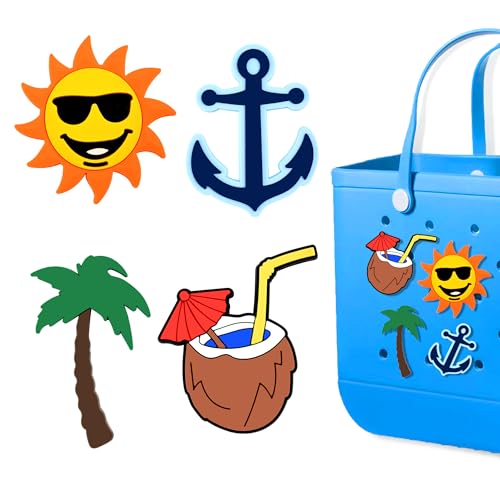 4Pcs Beach Bag Accessories PVC Rubber Totes Inserts Charms for Bogg Bag
