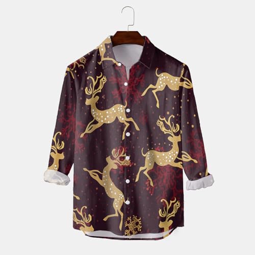 Camiseta masculina de Natal feia de Natal masculina preta abotoada camiseta de Natal masculina camis