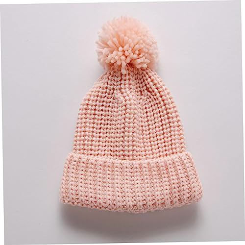 Beaupretty Baby Knitted Hat for Boys and Girls Thick Warm Woolen Beanie for Infants Cute Candy Color Winter Knit Cap Pink4