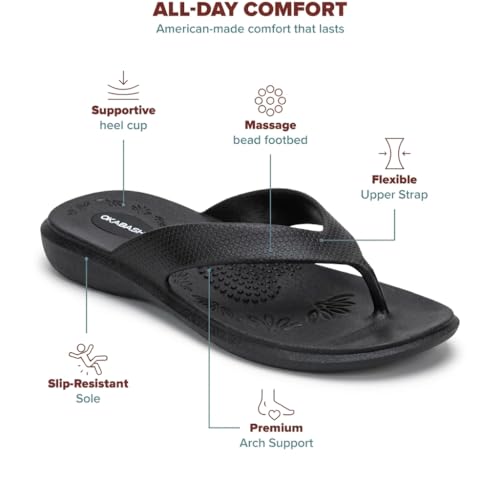 Image of Okabashi Women's Maui Flip Flops - Sandals (ML - (W8-9), Black)