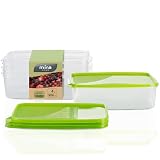 MiraHome Gefrierdosen 4x3L rechteckig gr&uuml;n &ndash; Vorratsdosen mit Deckel luftdicht &ndash; Transparente Frischhaltedosen mit Deckel &ndash; Aufbewahrungsbox K&uuml;che f&uuml;r Mealprep & Organisation &ndash; Austrian Quality