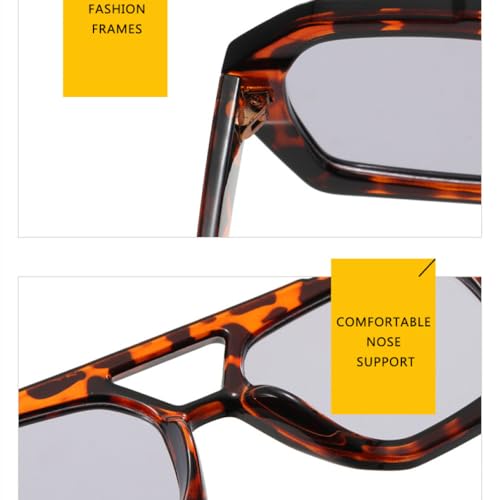 Lunettes de soleil ambre thé dégradé monture polygone originale et branches solides - 4