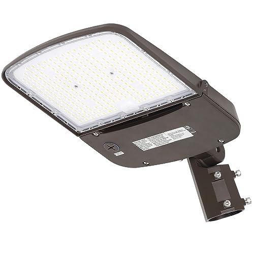 hykolity 150W/200W Switchable LED Parking Lot Light, 150LM/W 5000K LED Street Lighting with Photocell Sensor [400W-600W HPS Equiv.] 100-277V, Commercial Adjustable Slip Fitter Mount LED Shoebox Light