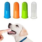 【Obtendrás】El juego contiene 4 cepillos de dientes para mascotas. Color: verde, azul, naranja, transparente. Tamaño: alrededor de 5,5 x 2,4 cm/2,16 x 0,94 pulgadas. Aplicable: Apto para gatos y perros.