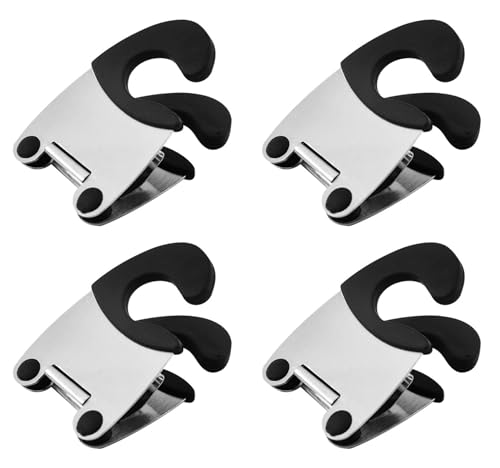 Forieru 4 Pcs Anti-Scald Spoon Rest, Non Slip Stainless Steel Utensil Holder For Pots, Pans, Heat Resistant Kitchen Clips For Cooking, Stove, Home, Restaurant Use (Black)