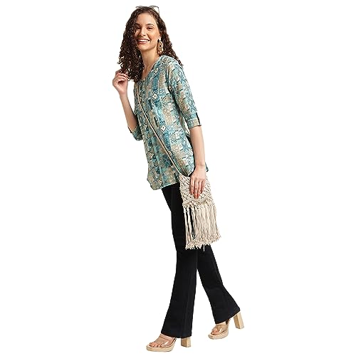 NAINVISH Tops for Women Printed Regular Fit Shirt Top for Women|Tops for Women Stylish Latest|Office Wear Tops for Women|Cotton Blend Tops for Women