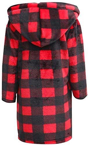 Image of Girls Fleece Robe Boys Hooded Bathrobe Soft Flannel Robe For Kids