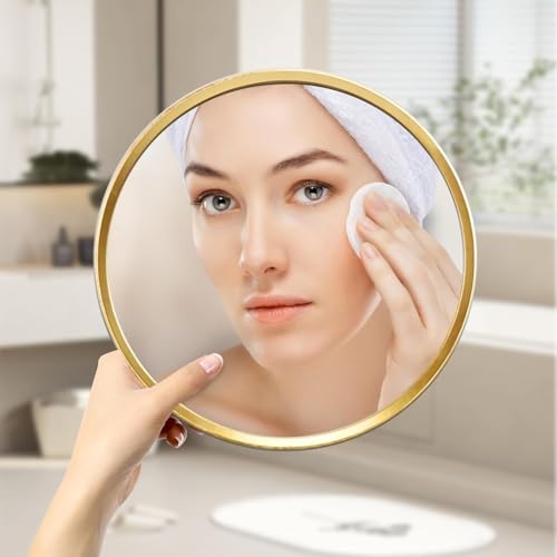 Image of Sidra Decor HD Round Wall Mirror with Metal Frame | Modern Hanging Mirror for Bathroom, Wash Basin, Bedroom, Living Room, Makeup & Home Decor (Gold 16 Inch)
