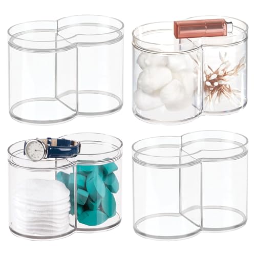 Recipientes transparentes apilables iDesign para baño dile adiós al caos de cosméticos y tocador 1