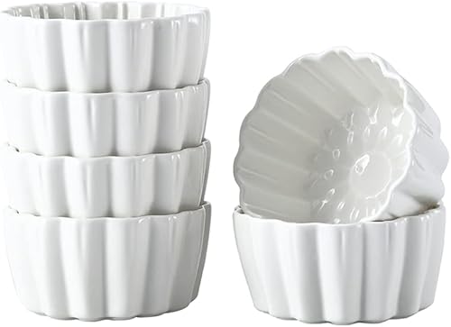 Ramekins de cerámica de 6 onzas Creme Brulee, Souffle - Ramekins de porcelana aptos para horno, pudín para hornear, apto para lavavajillas y