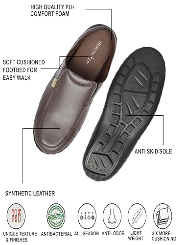 Image of HEALTH FIT Men's Pu Brown Open-Back Diabetic & Orthopedic Footwear HF401BL