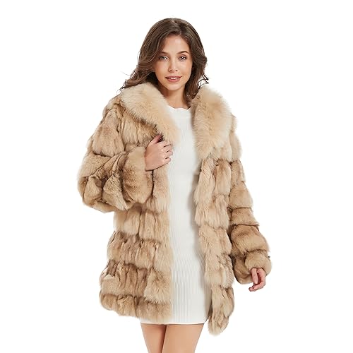 Fur Story Women's Genuine Fox Fur Coat Thick Warm Fur Jacket Long