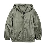 SNOW DREAMS Boys Rain Jackets Lighweight Spring Jacket Raincoat Rain Coats Waterproof Windbreaker Army Green Size 12