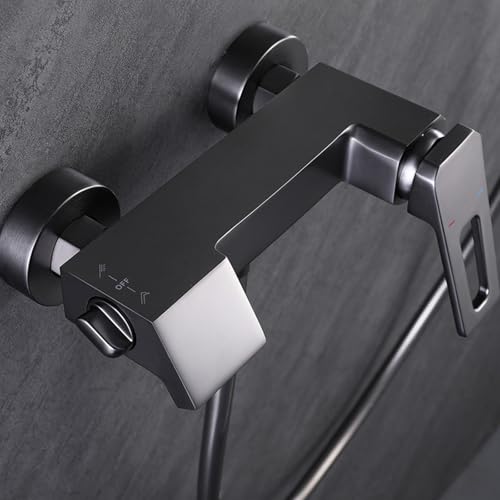 Robinet mitigeur de baignoire cascade gris anthracite avec douchette - 7