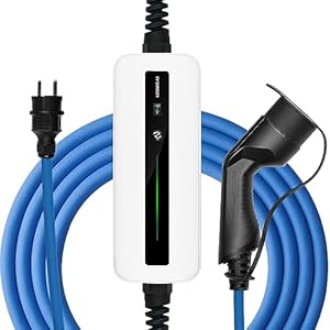 astoneves chargeur de type 2 ev, mode 2 10/16a câble de recharge pour voiture électrique avec prise schuko pour la norme cei 62196 2 véhicule électrique (câble de 6m, 220 240v, 3,6 kw max.)